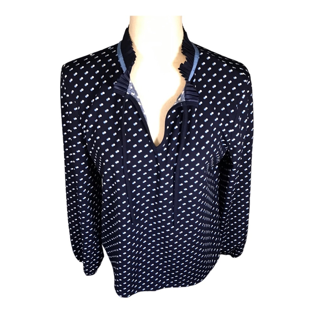 Talbots Blue Ruffle Collar Blouse - Picture 3 of 12
